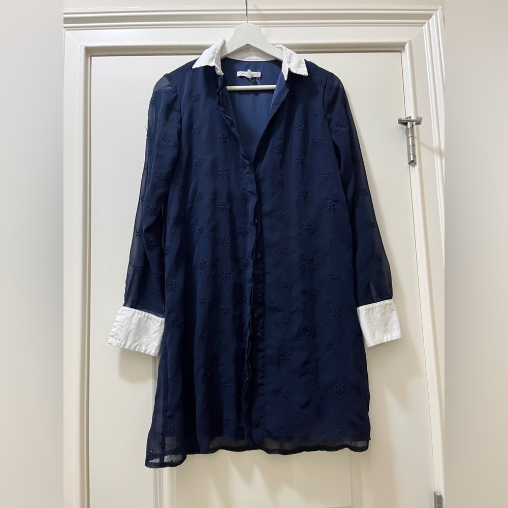 Avec Les Filles Navy and White Shirt Dress